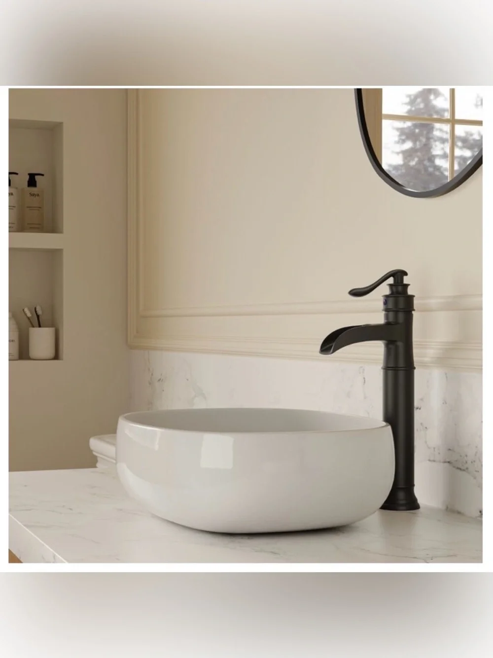 New BWE Matte Black Waterfall Vessel Faucet